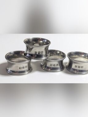 Vintage John Somers Brazil Pewter Napkin Rings - Set of 4 - JS X MG